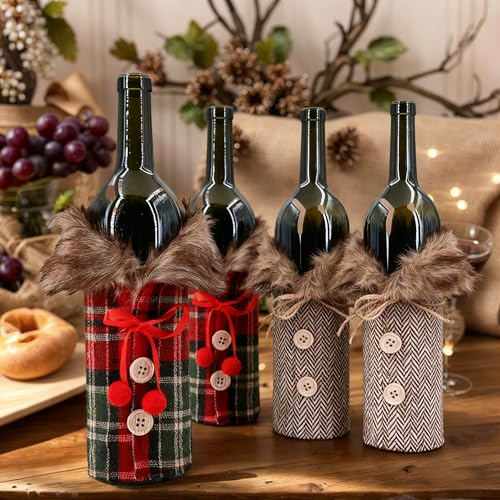 4 Pieces Christmas Wine Bottle Cover Set G452