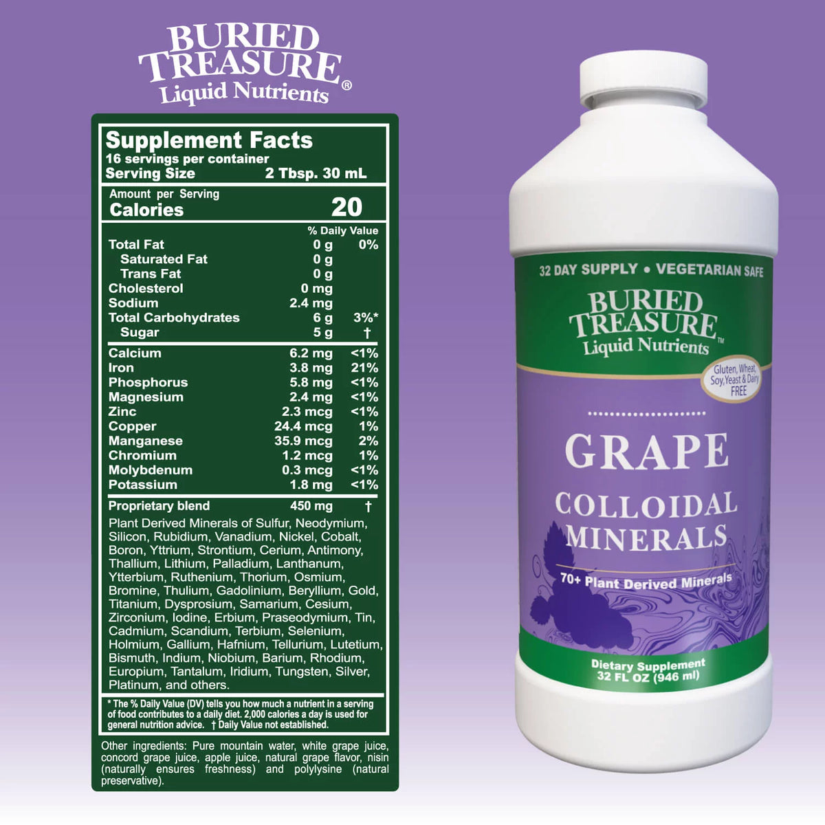 Colloidal Minerals Liquid Nutrients Grape 32 fl oz K503810