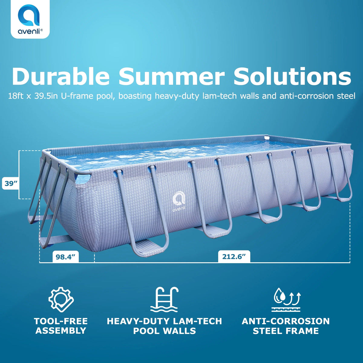 18 Foot x 39.5 Inch Rectangle Above Ground Swimming Pool E607