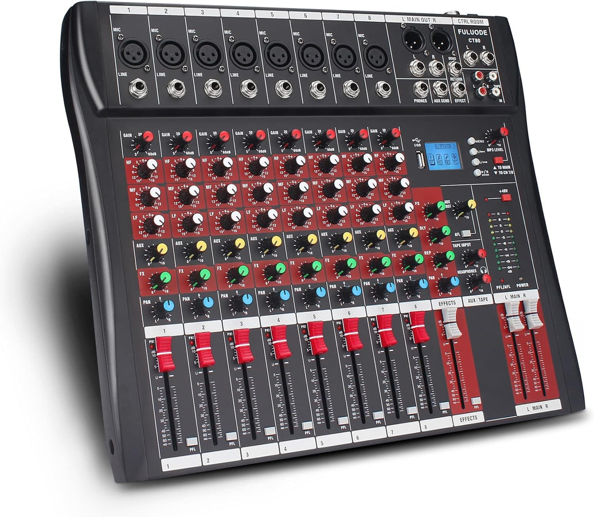 Professional Audio Mixing Console 8 Channels with Bluetooth USB Recording A873669