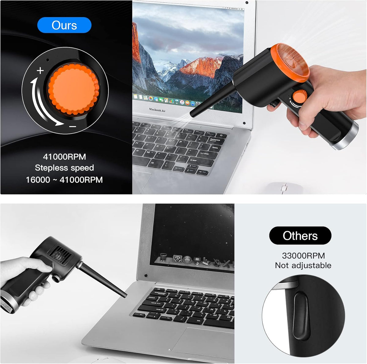 Cordless Electric Air Duster for Computer Electronics Cleaning Y475