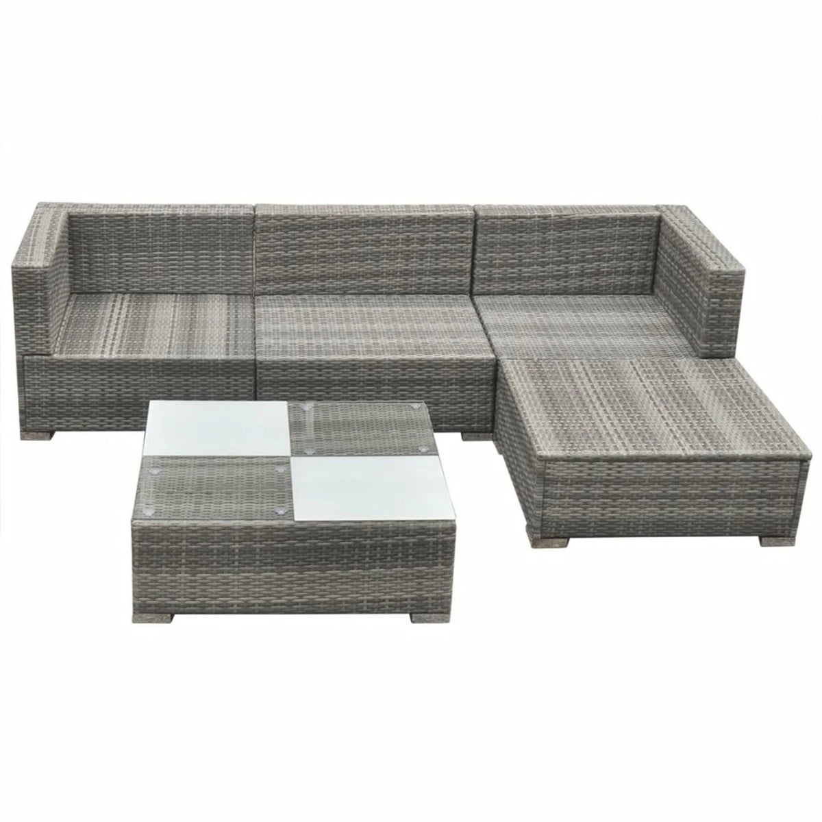 5 Piece Gray Poly Rattan Sectional Sofa Set with Tea Table F78088