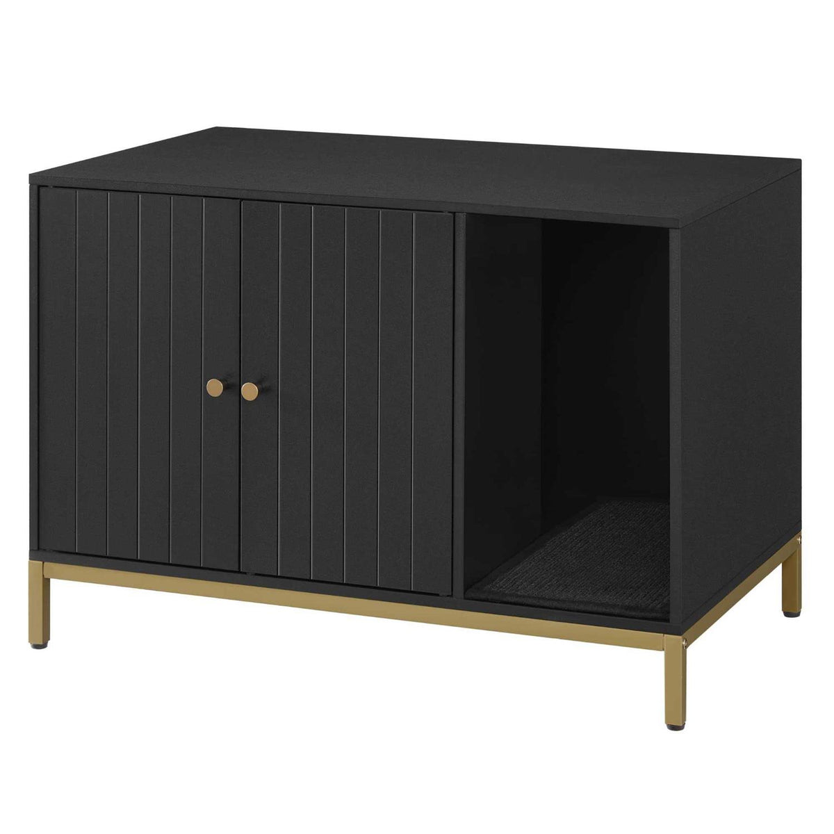 Modern Cat Litter Box Enclosure with Scratching Mat P995339