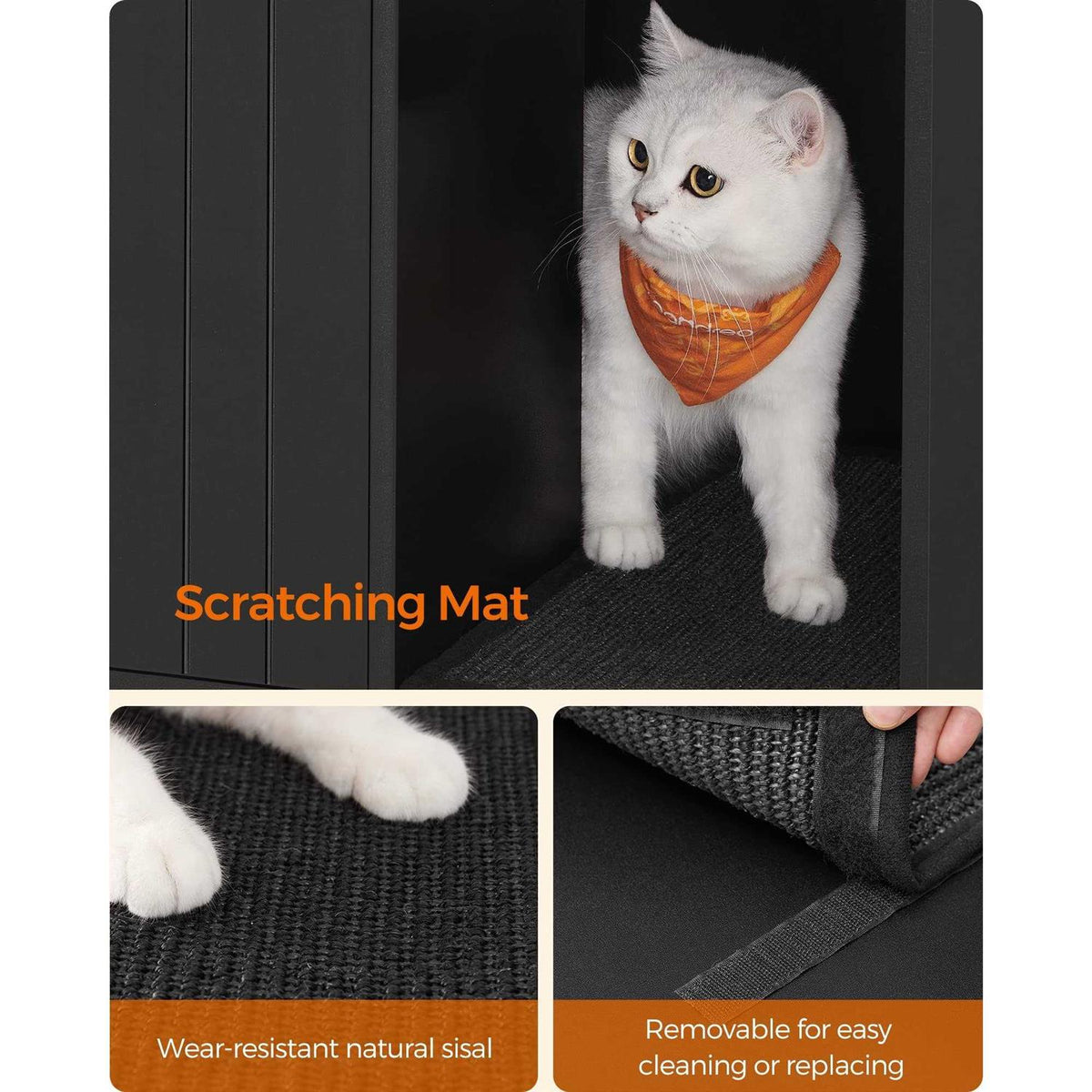 Modern Cat Litter Box Enclosure with Scratching Mat P995339