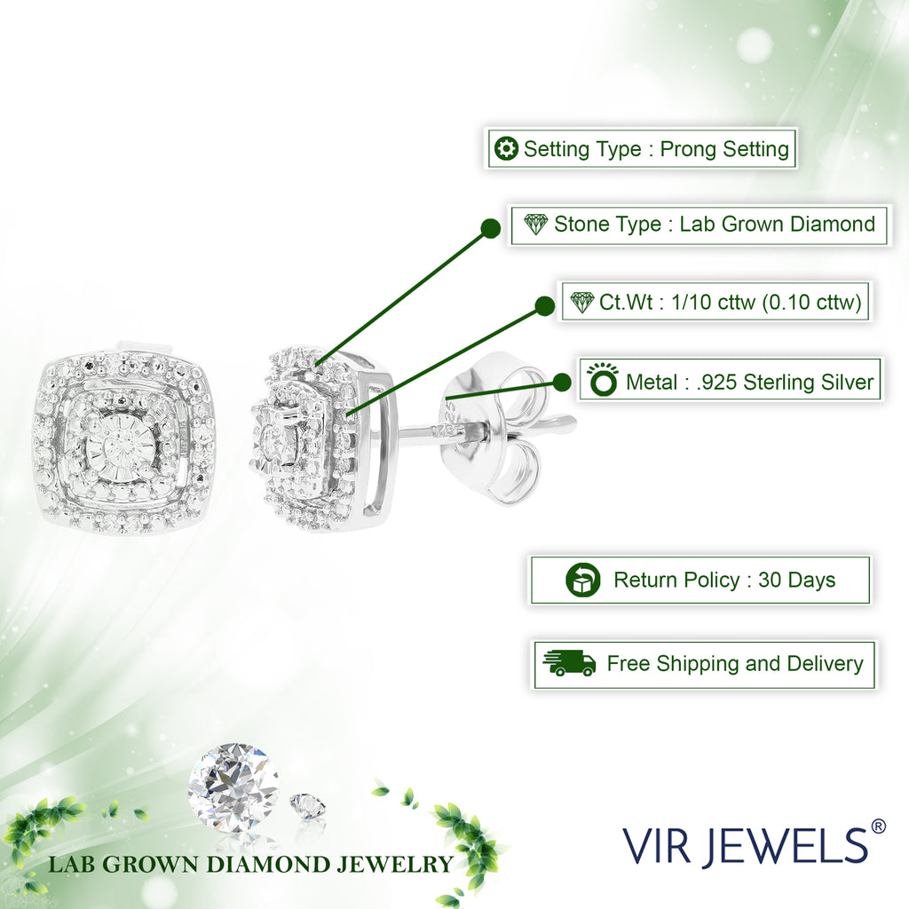 1/10 CTTW Lab Grown Diamond Stud Earrings in .925 Sterling Silver F818