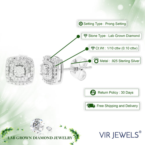 1/10 CTTW Lab Grown Diamond Stud Earrings in .925 Sterling Silver F818