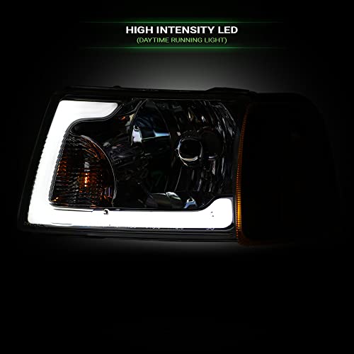 Compatible With 2001-2011 Ford Ranger LED Strip Bar Headlights With Signal Corner Lamps 4-Pieces Q9134