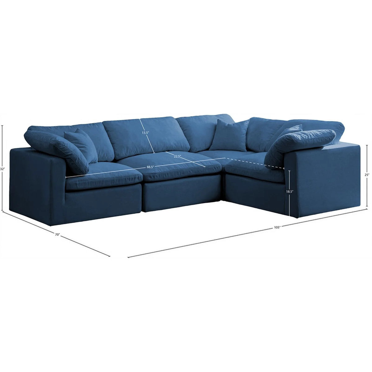 Navy Velvet Modular Sectional R178