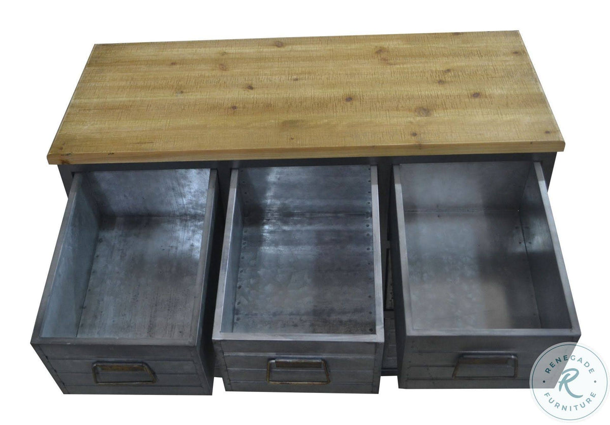 Gray and Brown Accent Cabinet with Solid Wood Top R883583