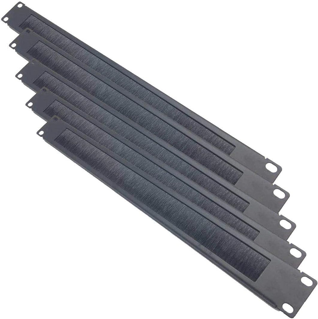 10 Pack 1U Horizontal Rack Mount Cable Management Panel with Cable Entry Brush for 19-Inch Rack Black G55215