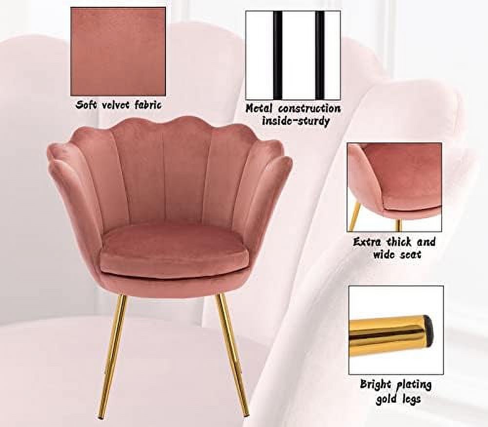 Cream White Velvet Shell Shaped Accent Chair H1037