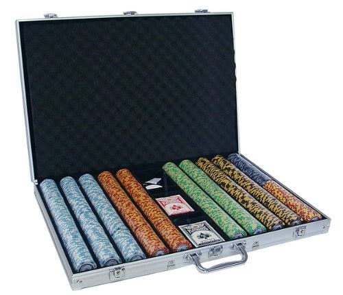 1,000ct. 14g Poker Chip Set in Aluminum Metal Carry Case Y32055