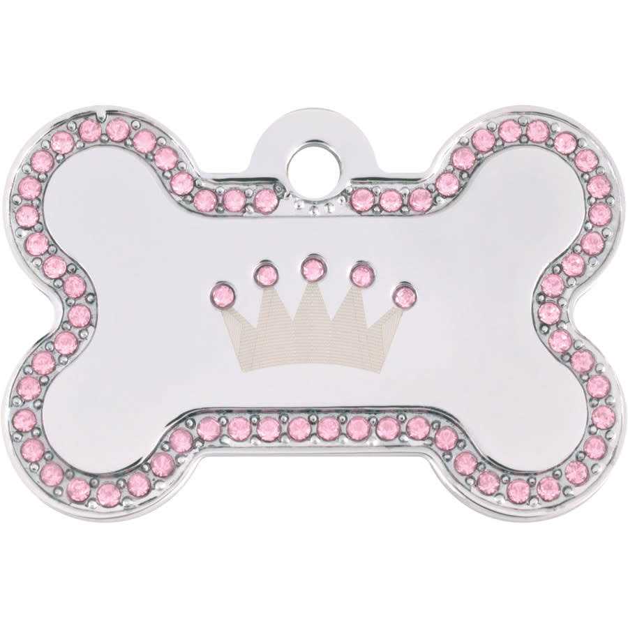 Dog Tag with Crown and Crystals P21711